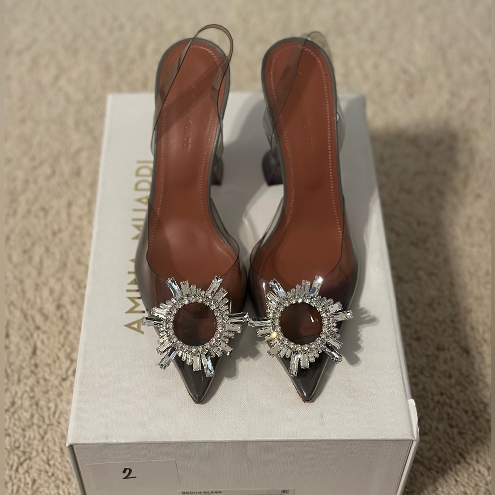 Amina Muaddi Begum Glass Slingback Pumps